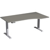Schreibtisch mit Freiform in Onyx-Silber, rechteckiger Topfform und stabilen, schmalen Tischbeinen.