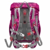 Rückansicht eines pinken Schulranzens mit ergonomischen Gurten und verstellbaren Schnallen.