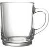 Transparentes Teeglas mit Henkel und geradem Design.