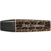 Textmarker in Leopard-Design mit Dolce & Gabbana Schriftzug, halbseitige Ansicht.