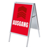 Kundenstopper im DIN A1 Format mit rotem Hintergrund und weißem Schriftzug "AUSGANG".