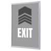 Grafischer Bilderwechselrahmen DIN A1 mit grauer Hintergrundfarbe und weißer EXIT-Beschriftung.