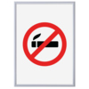 Klapprahmen für DIN A1 mit rotem Nichtraucher-Symbol auf weißem Hintergrund.