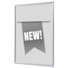 Grauer Klapprahmen im DIN A4 Format mit einem "NEW!" Banner in der Mitte.