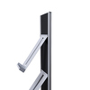Modularer Prospektständer in Schwarz und Aluminium mit zwei Prospektablagen.