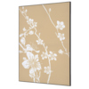 Dekobild mit Kirschblütenmotiven in Beige, präsentiert in einem Spannstoff-Rahmen.
