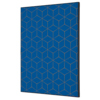 Dekobild in Hexagon-Design in Blau und Braun mit Spannstoff-Rahmen.