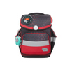 Schulranzen in klassischem Design mit Drachenmotiv und reflektierenden Elementen.