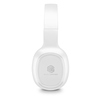 Kopfhörer in Weiß mit ausziehbarem Bügel und weichen Ohrhörern, Frontansicht.