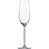 Hohes, elegantes Sektglas mit konvex geformtem Stiel und Moussierpunkt.