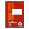Rotes Schulheft im DIN A5 Format mit der Aufschrift "premio" und Lineatur 28.
