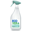 Transparente Flasche mit Sprühkopf, gefüllt mit Glasreiniger, gekennzeichnet mit "Ecover".