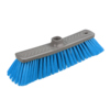 Besen mit grauem Griff und blauen Borsten für den Einsatz zum Kehren.