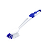 Spülbürste mit blauen und weißen Borsten und ergonomischem Griff.