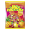 Bunte Verpackung mit Kaufrüchtchen Bonbons in verschiedenen Geschmacksrichtungen und Fruchtmotiven.