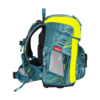 Seitenansicht eines SCOUT Schulranzens Neo Action mit buntem Design und reflektierenden Elementen.