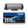 Schwarzer Toner TN-2510XXL von Brother, sichtbar in Verpackung und Tonerpatrone.