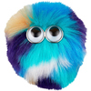Flauschiger, runder Klettie in Blau und Türkis mit großen Kulleraugen.