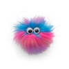 Rundes, flauschiges Accessoire mit bunten pinken und blauen Farben sowie großen Augen.