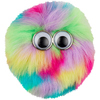 Flauschiges, buntes Kletties-Accessoire mit großen Kulleraugen in grün-rosa Farbverlauf.