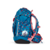 Blauer Schulranzen mit pinken Punkten und seitlichem Fach für Zubehör aus der Produktlinie ergobag.