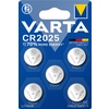 Packung mit fünf Varta Lithium Knopfzellen CR2025 auf blauer Karte mit Kindersicherungssymbol.