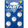 Packung mit fünf Varta CR2032 Lithium Knopfzellen mit Sicherheitshinweis für Kinder.