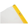 Transparente Planschutztasche in DIN A2 mit gelbem Reißverschluss und leicht abgerundeter Ecke.