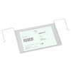 Drahtbügel-Sichttasche DIN A5 quer mit Klarsichtfolie und Barcode zum Einsatz an Gitterboxen.