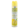 Gelbes Raumspray mit Zitronenmotiven und Beschreibung "Lemon" auf der Verpackung.