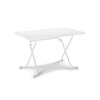 Weißer Klapptisch mit Stahlrohrgestell, klappbar und leicht verstaut.
