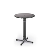 Runder Stehtisch mit anthrazitfarbener Tischplatte und stabilem Stahlrohrgestell.
