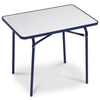 Blauer Kinder-Campingtisch mit stabilen Beinen und pflegeleichter Tischplatte.