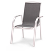 Gartenstuhl mit Aluminiumgestell und atmungsaktiver, reißfester Bespannung in grau.