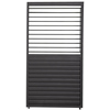 Seitenansicht einer Aluminium-Shutter Wand mit verstellbaren horizontalen Lamellen.