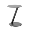 Anthrazitfarbener Beistelltisch mit modernem, asymmetrischem Design und runder Tischplatte.