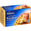 Packung mit Meßmer Rooibos-Vanille-Tee, zeigt Tee, Tasse und Vanilleblüten.