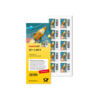 Briefmarkenset mit zehn 1,80 Euro Marken auf einem Bogen mit Grafik eines Raketenstarts.