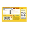 Paketmarke für DHL-Versand bis 20 kg mit Absender- und Empfängerdaten in gelbem Design.