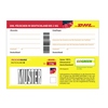 Paketmarke für DHL-Päckchen bis 2 kg mit Absender- und Empfängerfeldern.