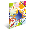 Bunte Sammelmappe im DIN A3 Format mit Farbklecksen auf der Vorderseite.