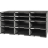 Sortierstation mit 12 Fächern in schwarz, geeignet zur Organisation von Dokumenten.