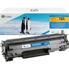 Schwarzer G&G Toner kompatibel mit HP 78A vor einer farbigen Verpackung mit Pinguinen.