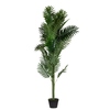 Künstliche Palme in einem schwarzen Topf, 160 cm hoch, mit üppigem grünem Blattwerk.