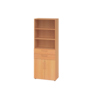 Regalschrank in Buche mit zwei Schubladen und zwei Türen, höhenverstellbar.