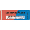 Radierer in rot-blau mit Logo und Barcode auf der Vorderseite.