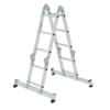 Multifunktionsleiter in aufrechter Position, 4-teilig mit stabilen Holmen und Sprossen.