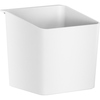 Weißer, quadratischer Kräutertopf mit abgerundeten Kanten und offenem Oberteil.