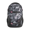 Schulrucksack COOCAZOO PORTER in grau mit pinken Akzenten und mehreren Fächern vorne.