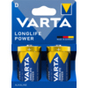 Zwei Varta D/Mono Batterien in einer blauen Verpackung mit gelben und weißen Designelementen.